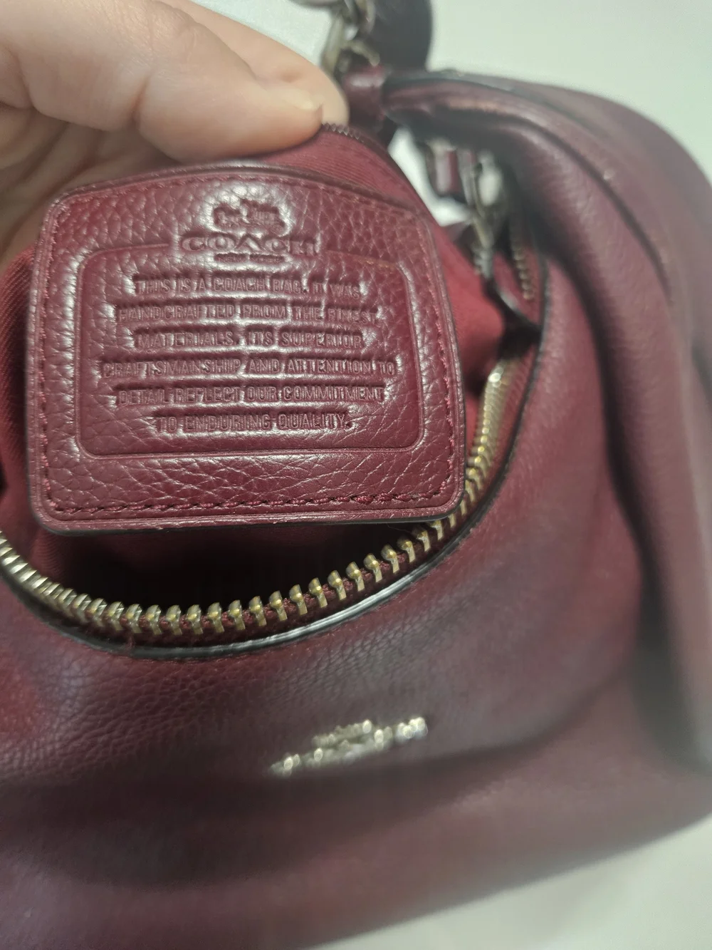 Coach Harley Women's Pebbled Leather Hobo Bag in Burgundy
